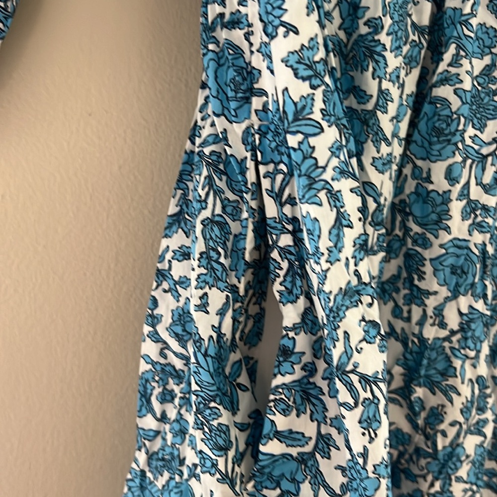 NWT J. Crew Blue Floral V-neck midi dress XS - Picture 3 of 7